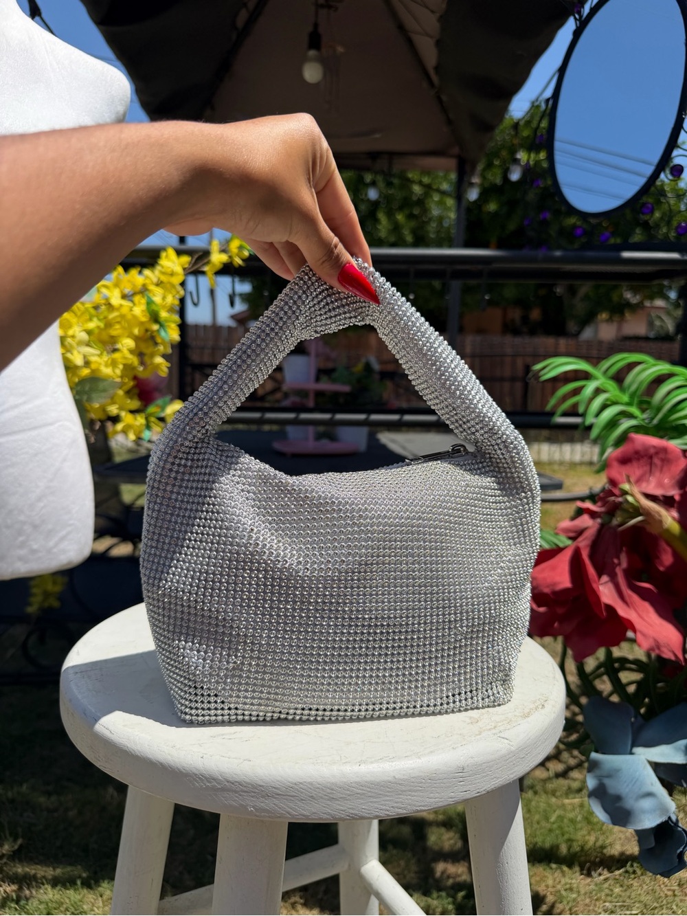 Othr Silver Crystal Mesh Shoulder Bag